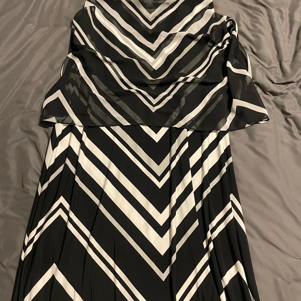 Alfani Black and White Striped Maxi Dress